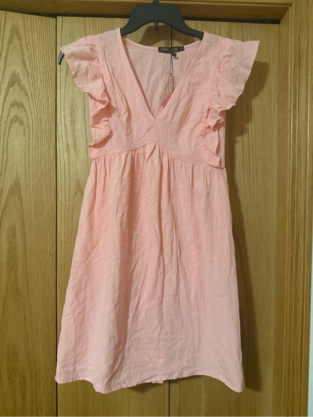 Fancyinn Light Pink Coral V-Neck Summer‎ Dress